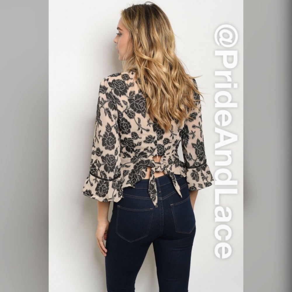 LAST 1️⃣ 🥰 Taupe\Black Floral Blouse 🥰 - Picture 2 of 5